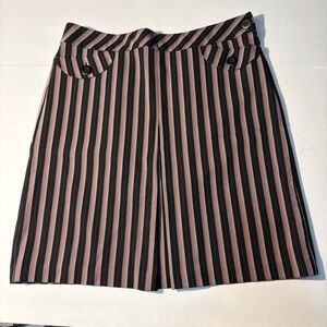 Ann Taylor Loft Striped Skirt Size 10 Black Pink A-Line Lined